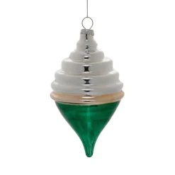White and Green Ellipse Ornament< Clearance
