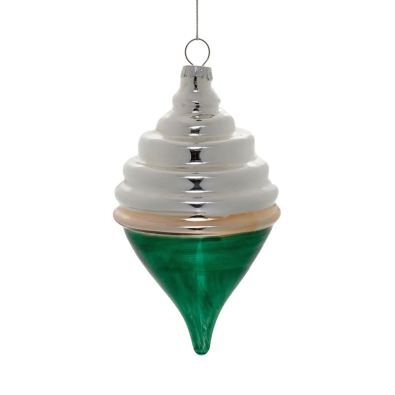 White and Green Ellipse Ornament< Clearance