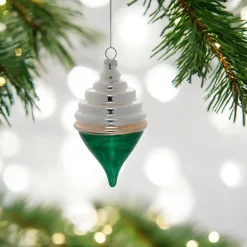 White and Green Ellipse Ornament< Clearance