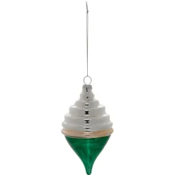 White and Green Ellipse Ornament< Clearance
