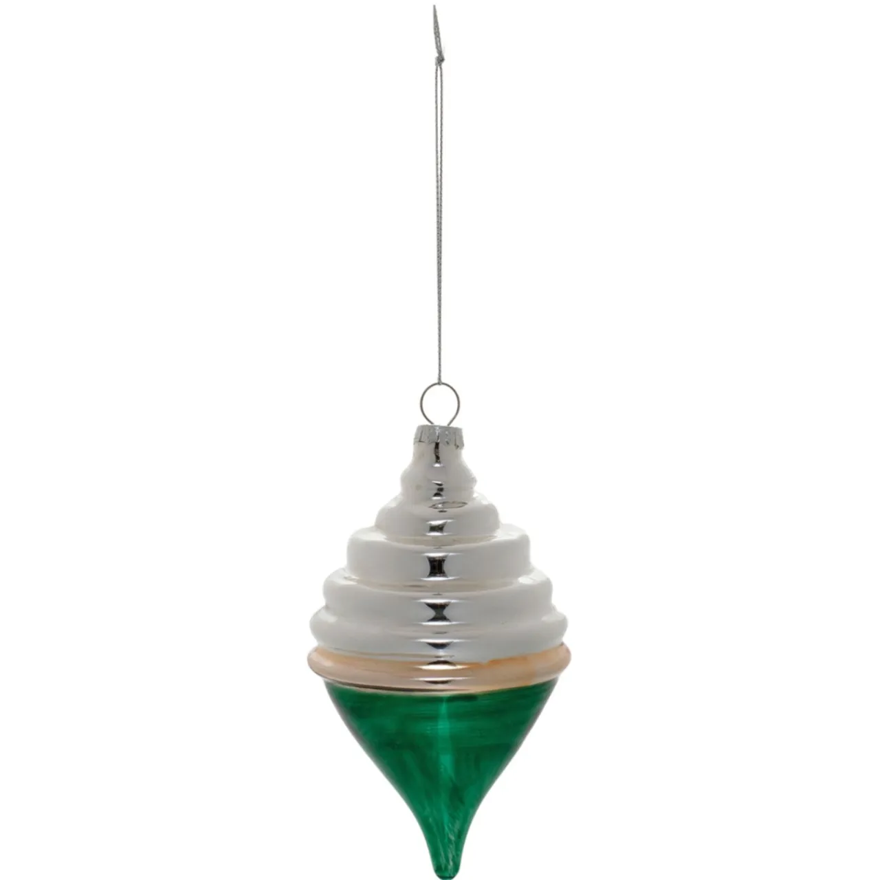 White and Green Ellipse Ornament< Clearance