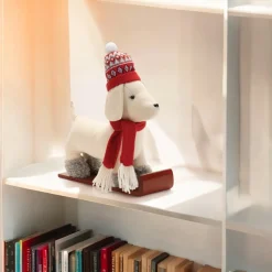 White Dog on Sled Figurine< Discount