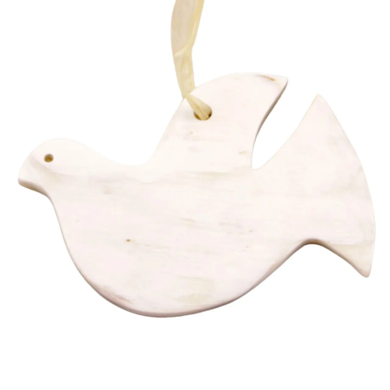 White Dove Cow Horn Ornament< Best