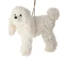 White Faux Fur Dog Ornament< Outlet
