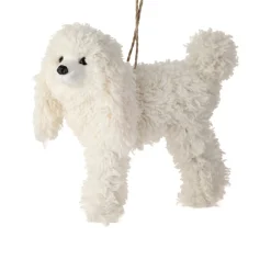 White Faux Fur Dog Ornament< Outlet