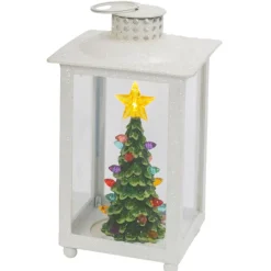 White Holiday Lit Lantern - The Christmas Loft< Outlet