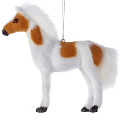 White Plush Horse with Tan Spots Ornament<Kurt Adler Online