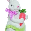 White Terracotta Bunny Rabbit Figurine Holding A Carrot< Clearance