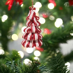 Wide Peppermint Ribbon Candy Striped Tree Ornament< Hot