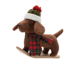 Winter Sport Dog On Sled Ornament< Clearance