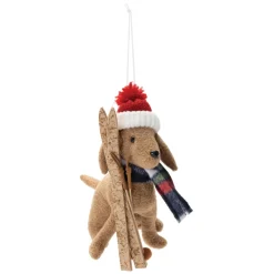Winter Sport Dog With Skis Ornament< Clearance