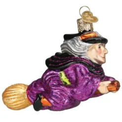 Witch On Broomstick Ornament - The Christmas Loft<Old World Glass Best