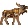 Wood Moose Figurine With Light-Up Forest Scene Christmas Table Decor<Kurt Adler Hot