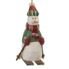 Wood Snowman On Skis Hanging Ornament< Clearance