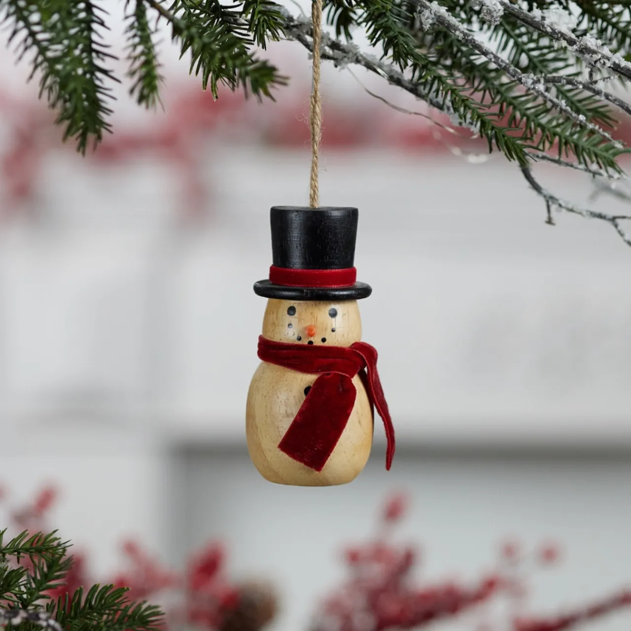 Wood Snowman Ornament< Sale