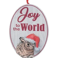 Woodland Animal Sign With "Joy To The World" Saying Ornament<Kurt Adler Clearance