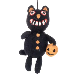 Wool Black Cat Trick or Treat Ornament< Discount