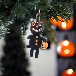 Wool Black Cat Trick or Treat Ornament< Discount