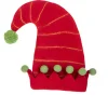 Wool Elf Hat - Red with Pom Pom Trim< Discount