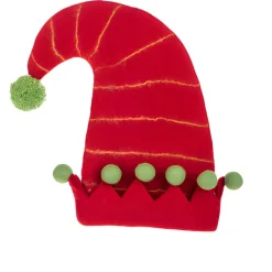 Wool Elf Hat - Red with Pom Pom Trim< Discount