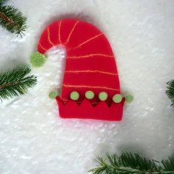Wool Elf Hat - Red with Pom Pom Trim< Discount