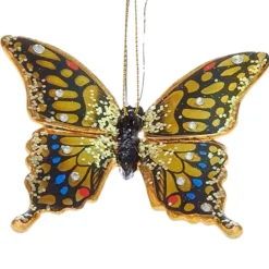 Yellow Gem Studded and Glittering Butterfly Ornament<Kurt Adler Best