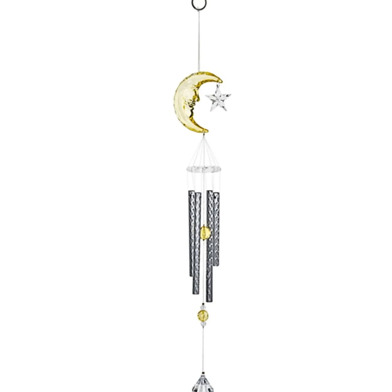 Yellow Moon Windchime with Star and Crystals< Hot