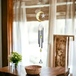 Yellow Moon Windchime with Star and Crystals< Hot