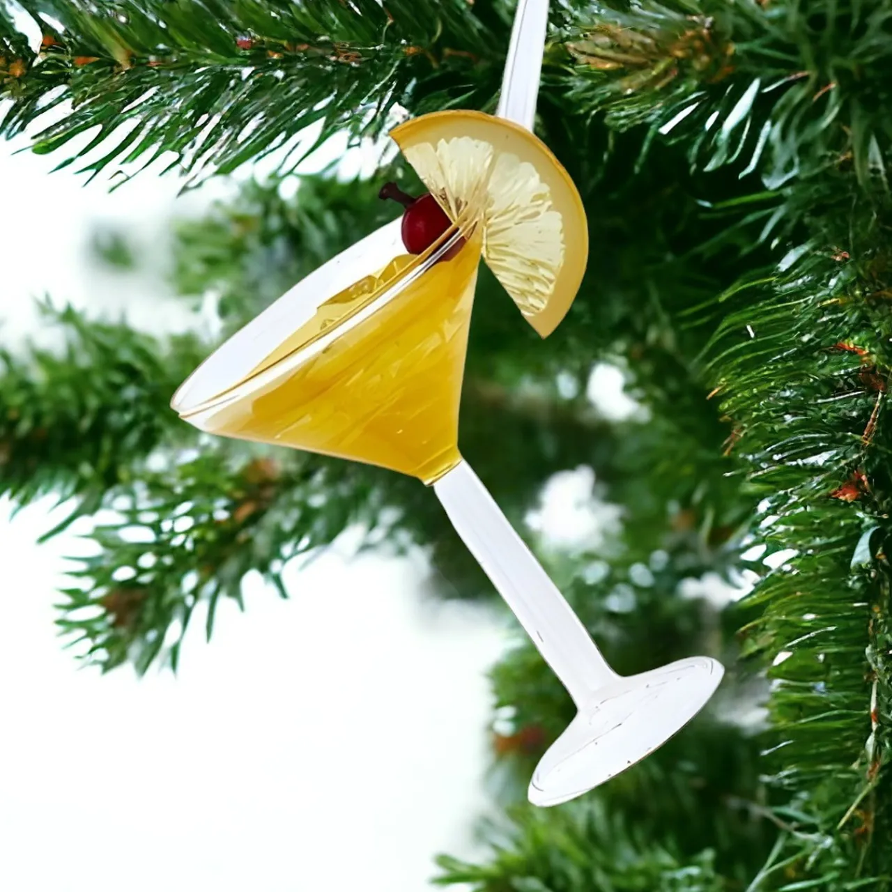 Yellow Tropical Drink Glass Ornament<Kurt Adler Fashion